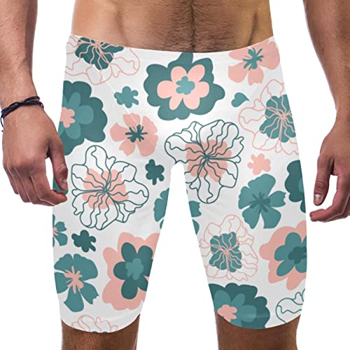Maillot de bain long pour homme à motif fleurs bleu et rose en taille S