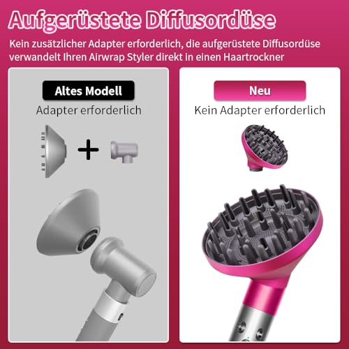 Laymi Diffusor für Dyson long langer Zacken diffuser für Dyson Airwrap Diffusor Aufsatz Zubehör für Haartrockner,locken für Gewelltes und Lockiges Haar, Umwandlung für Air Wrap Curling Styler rosa