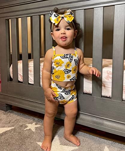 Preemie New child Child Woman Summer season Outfits Set Sleeveless Floral Camisole Tops Shorts Headband 3PCS Garments Go well with 3