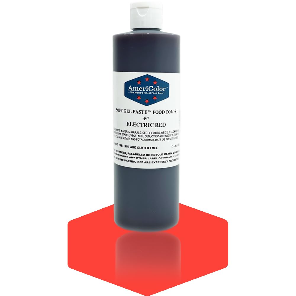 AmeriColor, Electric Red, 13.5 Ounce Bottle, Soft Gel Paste Food Color