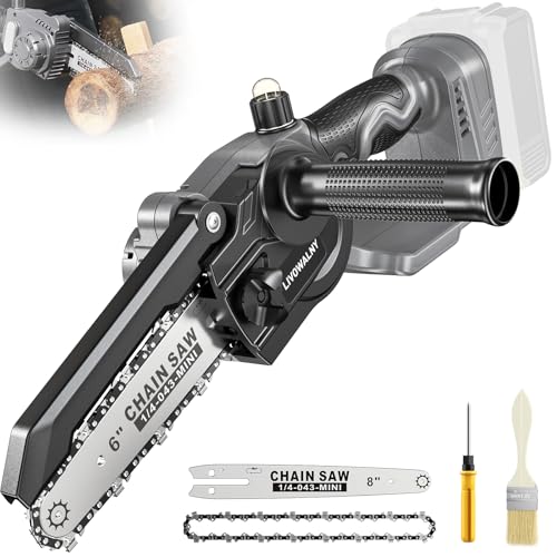 Mini chainsaw fit for DeWalt 20V battery: 6\" 8inch 2-in-1 cordless electric chain saw - small handheld pruning tool, Battery Powered Mini Chainsaw for Wood Cutting, Tree Trimming (only tool)