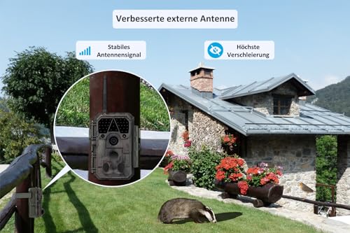 Meidase P100 Wildkamera WLAN mit App 32MP H.264 1296P, 27M Infrarot Nachtsicht Bewegungsmelder...