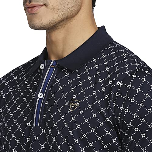 Image of Colorplus Men's Pure Cotton Print Pattern Tailored Fit Polo Neck Half Sleeve Casual T-Shirt