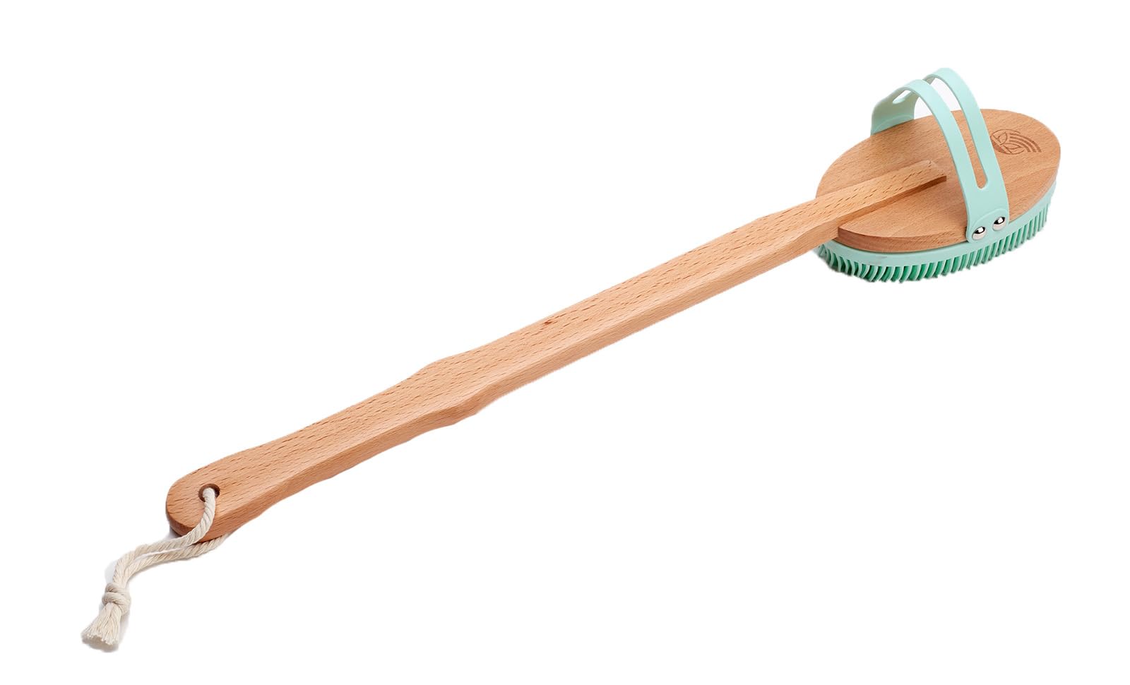 Bodylife Home Long Handle Silicone Back Scrubber For Shower & Bath With Detachable Beechwood Handle Blue