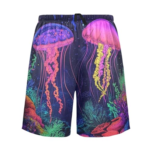 Jellyfish Pink Black Pajama Shorts for Men Lounge Pants Pajama Bottoms Sleepwear Sleepwear Pajama Pant with Pockets, S-XXL
