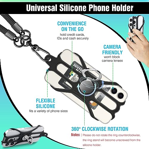 Universal Cell Phone Lanyard: Adjustable Crossbody Cell Phone 1 Pack Black - Photo 3 sur 49
