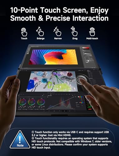 Image of JSAUX FlipGo Touchscreen 16 inch Dual Portable Monitor, 2.5K Triple Laptop Touch IPS Screen Foldable Extender for Laptop[for Windows /Linux] One Cable to Dual /Magnetic Design /Built-in HUB /HiDPI Display