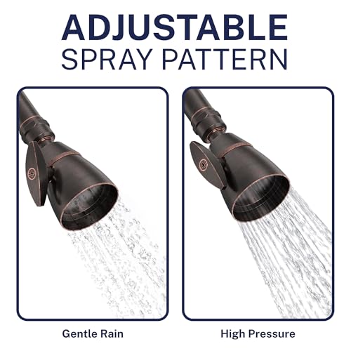 Image of HammerHead Showers SOLID METAL 2 Inch High Pressure Shower Heads OIL RUBBED BRONZE - California Compliant 1.75 GPM Low Flow Rate High Flow Shower Head with ADJUSTABLE SPRAY PATTERN Fixed Shower Head