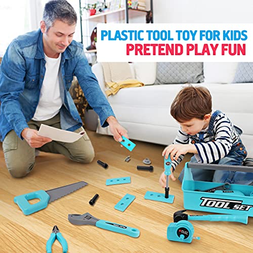 LOYO Kids Tool Set - 30Pcs Pretend Play Tool Toys with Kids Tool Belt, Electric Toy Drill, Construction Tool Box Kit for Toddlers Boys