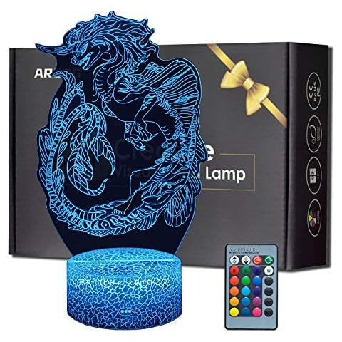 ARERG 3D Illusion Last Dragon Night Light, Cartoon Dragon Table Lamp with Remote Control Kids Night Lamp for Room Decor,Great Christmas Birthday Gifts for Boys Girls and Last Dragon Fans Cover
