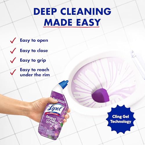 Lysol Toilet Bowl Cleaner Gel, For Cleaning and Disinfecting, Septic Safe Toilet Bowl Cleaner, Lavender & Cotton Blossom Scent, 24 oz, (Pack of 2) image 5