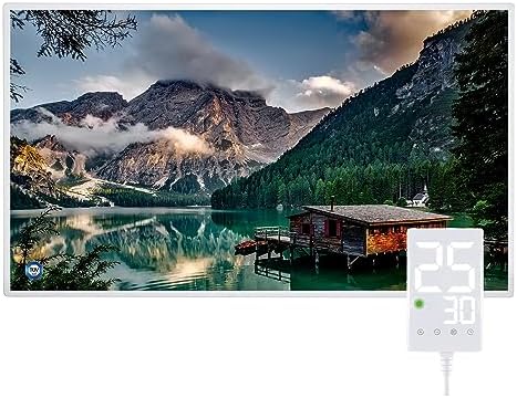 Hocosyme Infrarotheizung Bild 600W mit Thermostat - Lake | Infrarot Wandheizung, Bis 120°C in 1-3 Min mit Überhitzungsschutz, Geeignet für Schlafzimmer,Büro,Küche,Badezimmer.