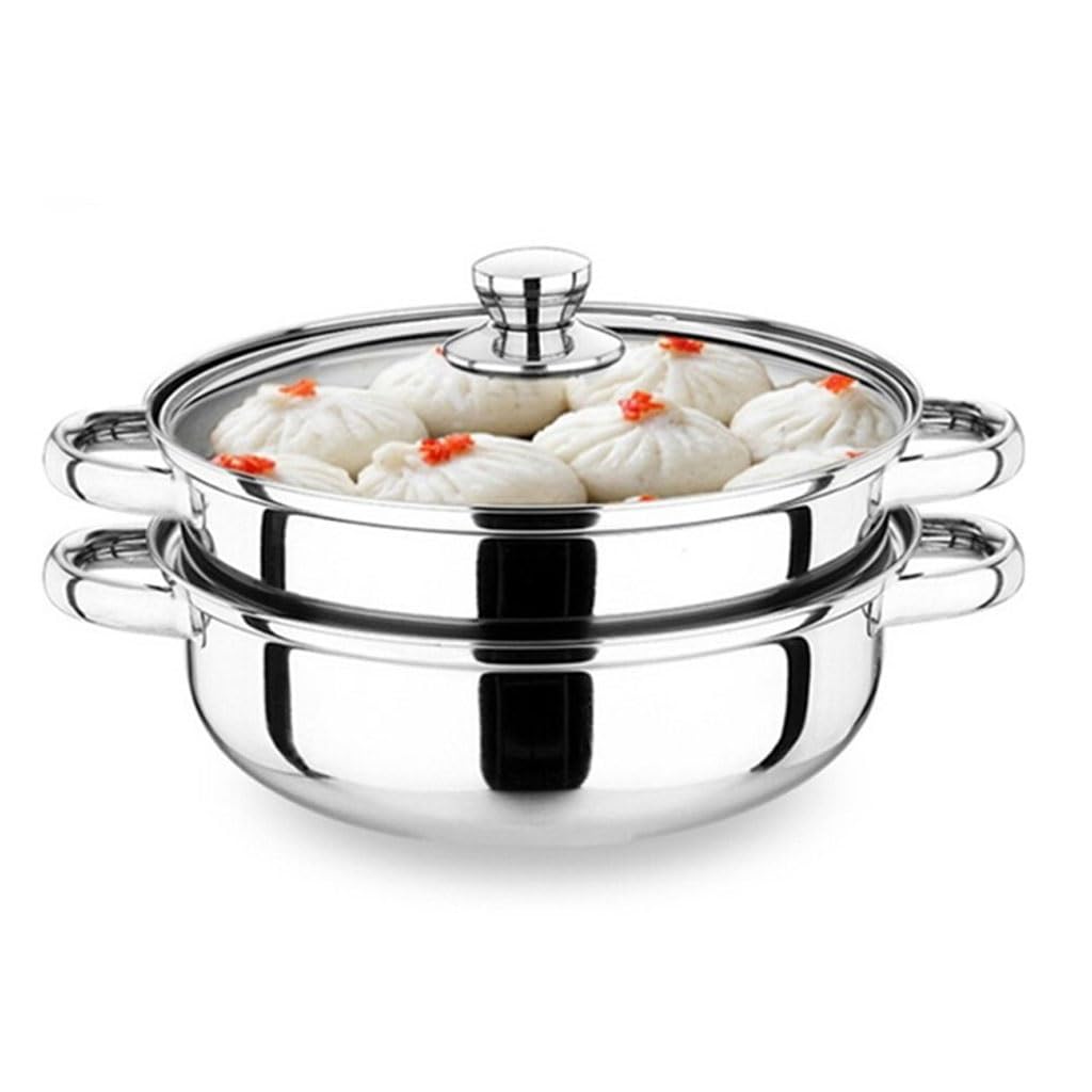 GTHTUHFD Stainless Steel Steamer Thickened Two-Layer Soup Steamer With Universal Induction Cooker