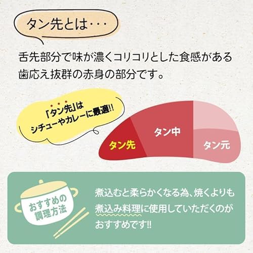 十文字屋商店 牛タン タン先 ブロック 1kg の商品画像 1