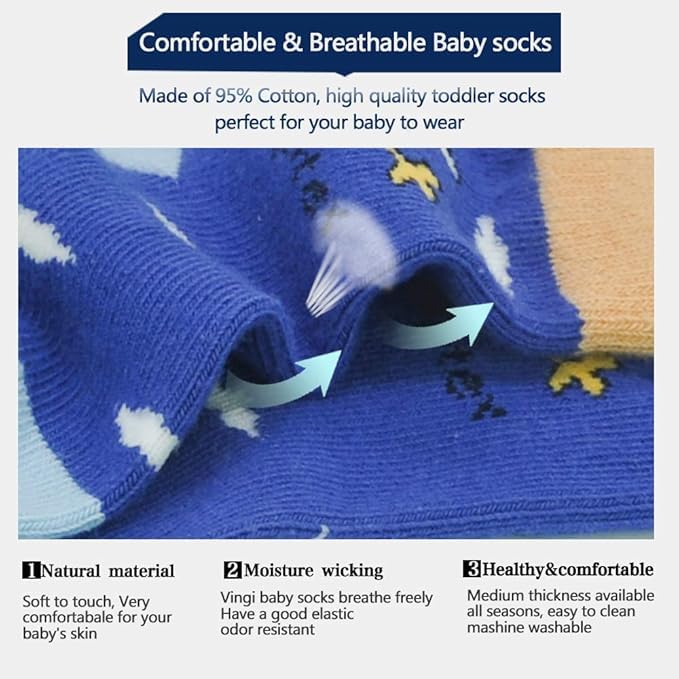 TERI BERI Baby Boys Grips Socks Kids Toddlers Infants Non Slip/Anti Skid Crew Cotton Socks (2-3Years, 4) 3