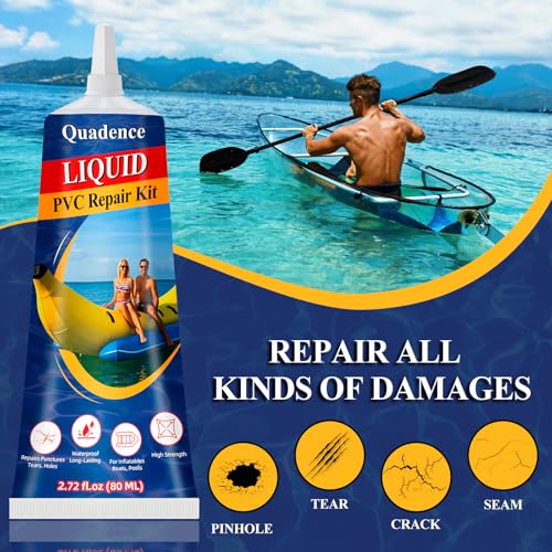 Quadence Heavy Duty Vinyl Repair Kit for Air Mattress, Waterproof Air Mattress Patch Kit Inflatable Repair Kit for PVC Boats, Raft, Kayak, Swimming Ring, Inflatable Toys, Vinyl Glue for Boats (80 ML) - image 2