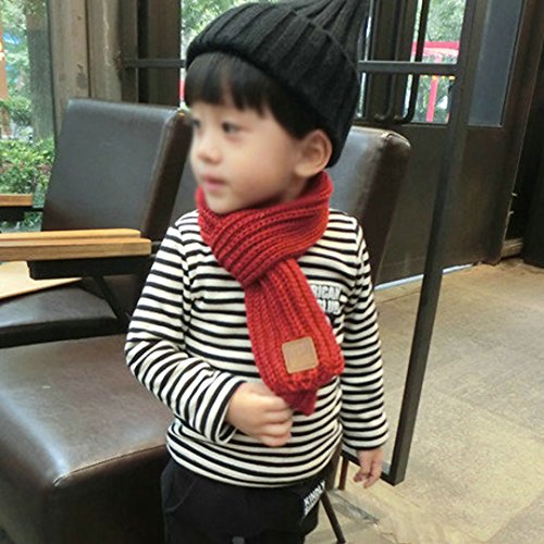 Goclothod Knitted Scarf Winter Warm Neck Warmer Boys Girls Solid Color Scarf3