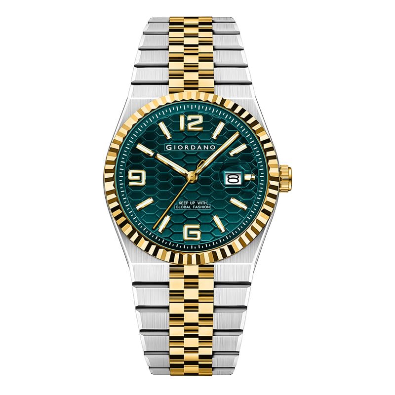 Analog Watch for Men with Honeycomb Dial, Fluted Bezel, Stainless Steel Strap, Date Window & Luminous Hour Markers-image-49