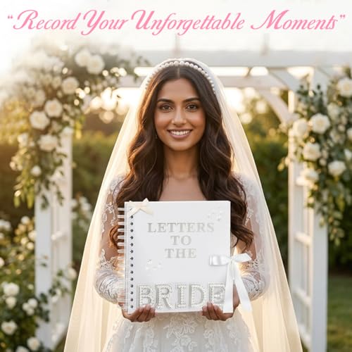 Image of HASTHIP 8 Inch DIY Wedding Memory Book Photo Album Kit, Bridal Shower Guest Book Scrapbook with 20 Blank Pages, Alphabet Stickers Ribbon Closure & Decorative Accessories for Bride Wedding Keepsakes