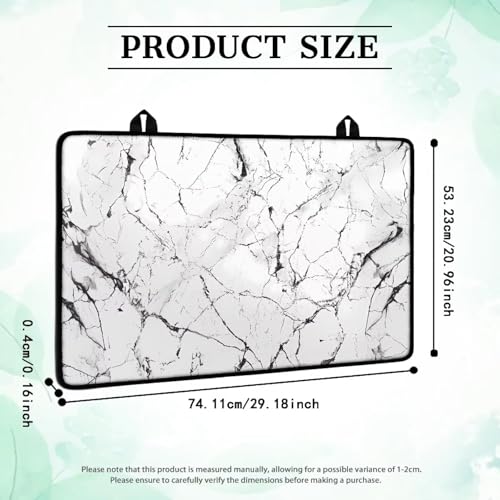 Image of Poceacles Glass Stove Cover Cooktop Protector Foldable Electric Stove Top Protector Non-skid Countertop Protector Washer Dryer Top Cover for Home Decor, White Black Marble