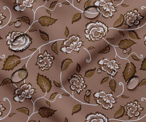 Tissu imperméable haut de gamme Soimoi motif floral marron