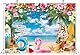 Sommer-Hintergrund für hawaiianische Strand, tropische Blumen, blauer Himmel, Ozean, Luau, Palmen, Surfbrett, Flamingo, Fotografie, Hintergrund, Aloha, Urlaub, Geburtstag, Dekorationen, Hintergrund
