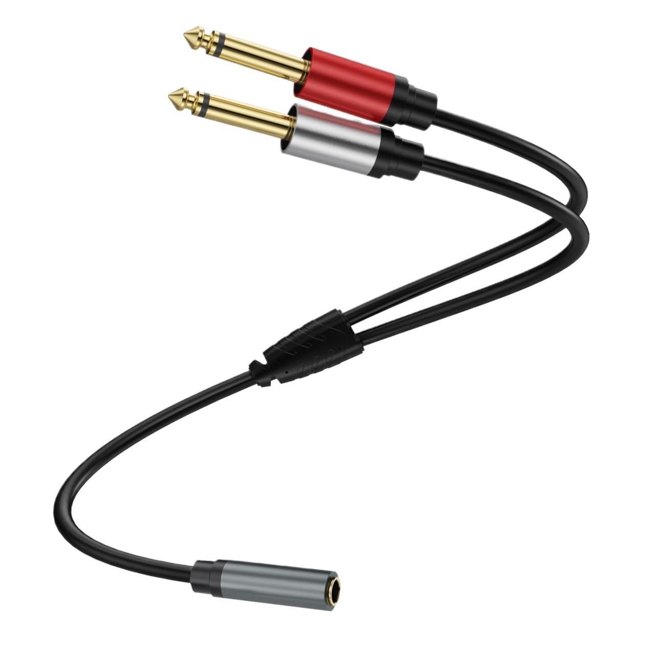 Cavo patch sdoppiatore a Y maschio da 3,5 mm a 2 x 6,35 mm maschio mono 1/4 di pollice femmina TRS a doppio 6,5 1/4 di pollice maschio (2 m)