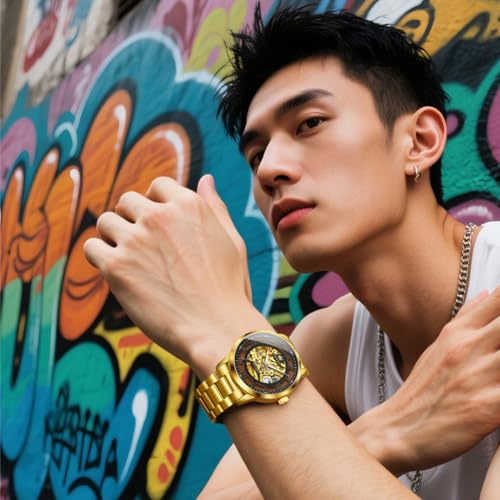 Image of OLEVS Mens Automatic Watch Skeleton Diamond Luxury Mechanical Self Winding Dress Wrist Watch Waterproof Luminous