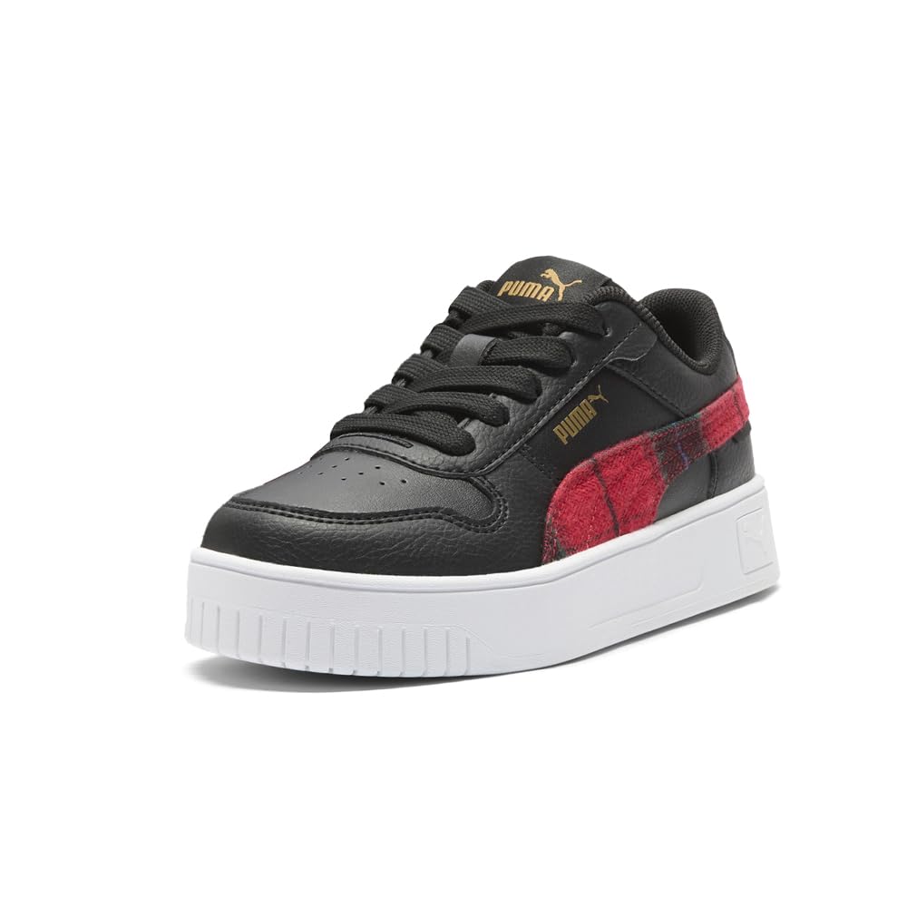 PUMA Toddler Girls Carina Street Punk Plaid Lace Up Sneakers Shoes Casual - Black