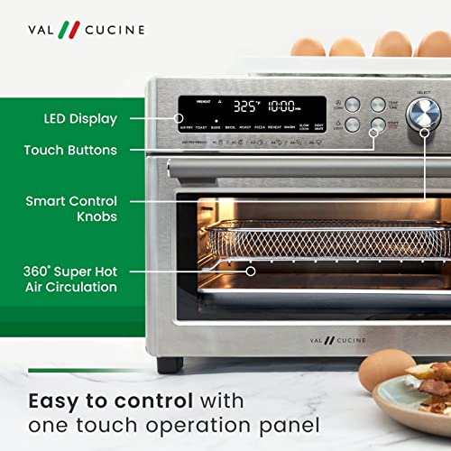 VAL-CUCINE-263-QT25-L-Extra-Large-Smart-Air-Fryer-Toaster-Oven-10-in-1-Convection-Countertop-Oven-Combination-Brushed-Stainless-Steel-Finish