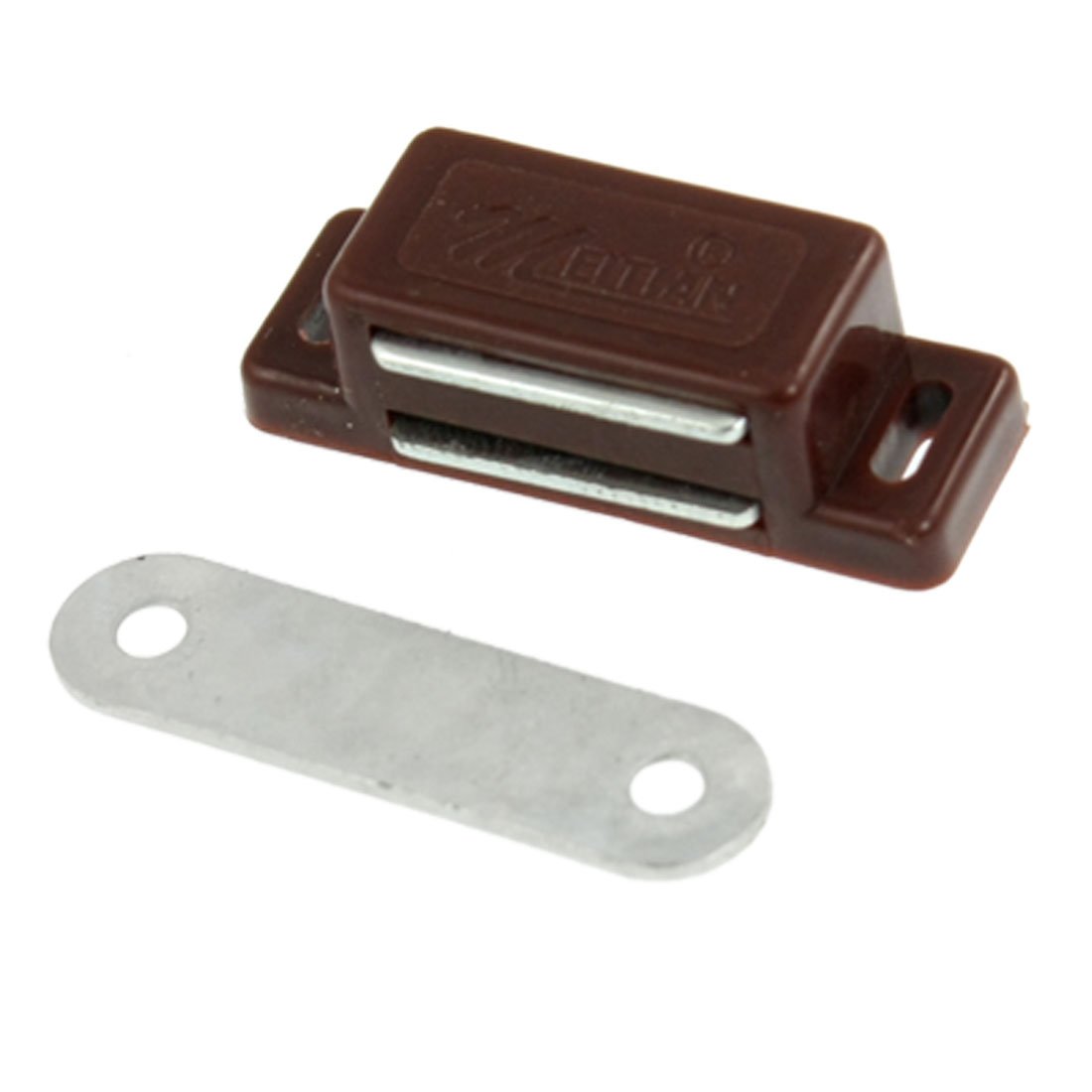 Magnetic Cabinet Door Catch Latch – ABS Plastic & Iron Magnet Holder For Cupboards, Wardrobes, And Kitchen Cabinets (Brown, Single Pack)