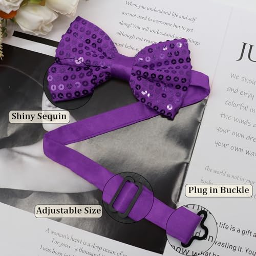 Image of Sequin Bow Ties for Men, Sparkling Mens Bow Tie for Prom Recital | 4.33 inch x 2.75 inch, Pre-tied Men's Bow Tie, Adjustable Strap, Shiny Sequin Surface, Assorted Versatile Hues, for Festival Party