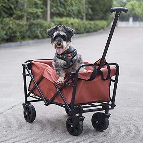 Outdoor Folding Utility Wagon Utility Trolley Beach Wagon, Portable Trolley with All-Terrain Wheels and Adjustable Push Handle, Camping Trolley, Load-Bearing 60kg / 132lbs