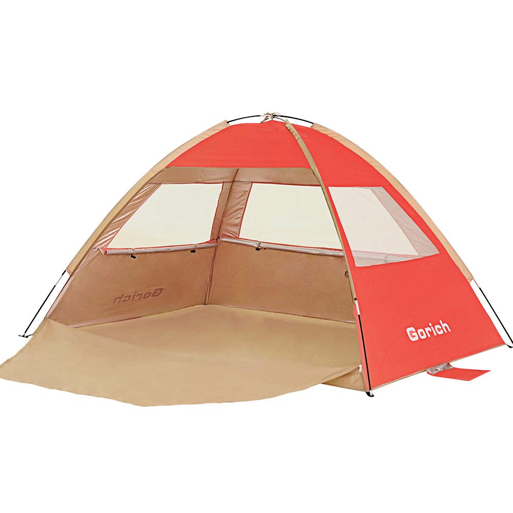 Gorich Beach Tent Sun Shelter for 3/4-5/6-7/8-10 Person with UPF 50＋ UV Protection, Lightweight & Easy Setup Beach Shade Canopy, Portable Beach Shade Tent Beach Cabana