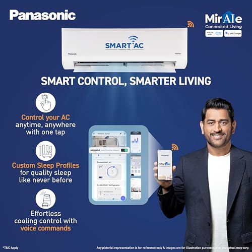 Image of Panasonic 1.0 Ton 4 Star New Star Rated Premium Wi-Fi Inverter Smart Split AC (Matter /MirAIe,AI,DustBuster, 55C Oper., Copper Condenser, 8in1 Convertible, 4-Way, PM0.1 Filter, CS /CU-NU12BKY4W, White)
