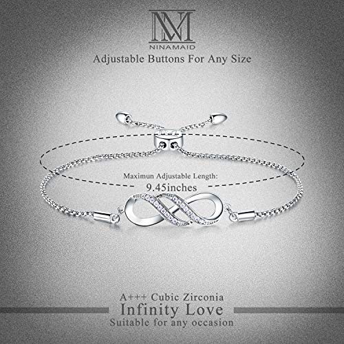 Silver Infinity Endless Love Bracelet for Women Jewelry Gifts with Sparking Crystal Bangle Bracelets for Friendship/Sister/Mother/Daughter2
