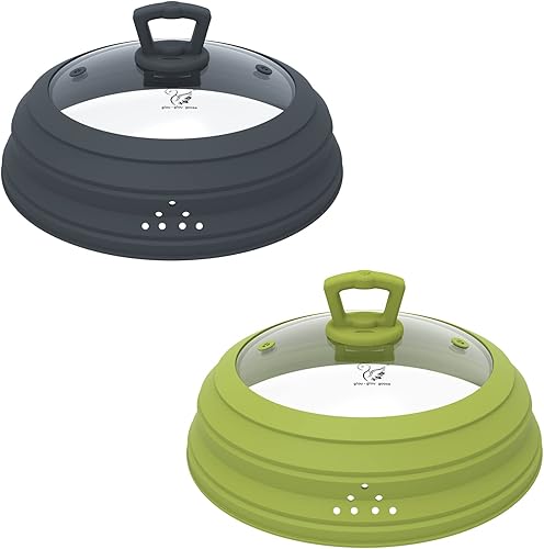Miniatura 1 de Cubierta de vidrio ventilada para microondas, tapa protectora de salpicaduras con silicona plegable para alimentos como cubierta de placa de 10.5