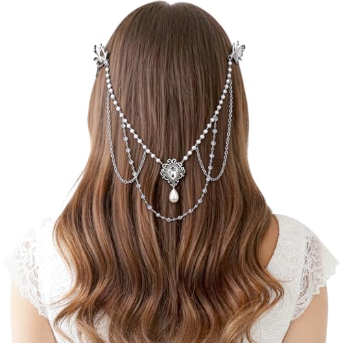 Accesorio para cabello boda peine de perlas plateado miniatura 1