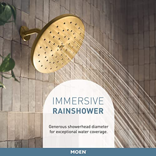 Moen Conway Spot Resist Brushed Nickel Bathroom Tub And Shower Trim Kit Featuring Square Showerhead, Shower Handle, And Tub Spout, With Posi-Temp Valve Included, 82922Srn #TOP3