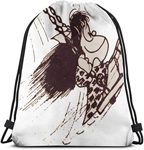OPLKJ Fundas y para laptop Mafalda Mochila con cordón Bolsa de saco Cinch para deporte