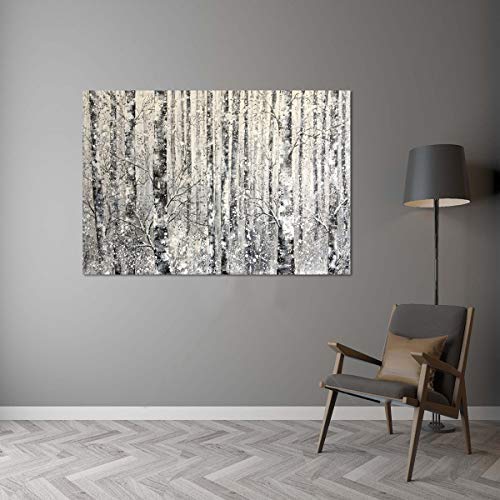 Image of Yihui Arts - One Panel Canvas Wall Art Snowy White Forest Picture Art Print Winter Nature Landscape Painting Contemporary Artwork for Bedroom Living Room Office Wall Decor Framed Easy Hanging