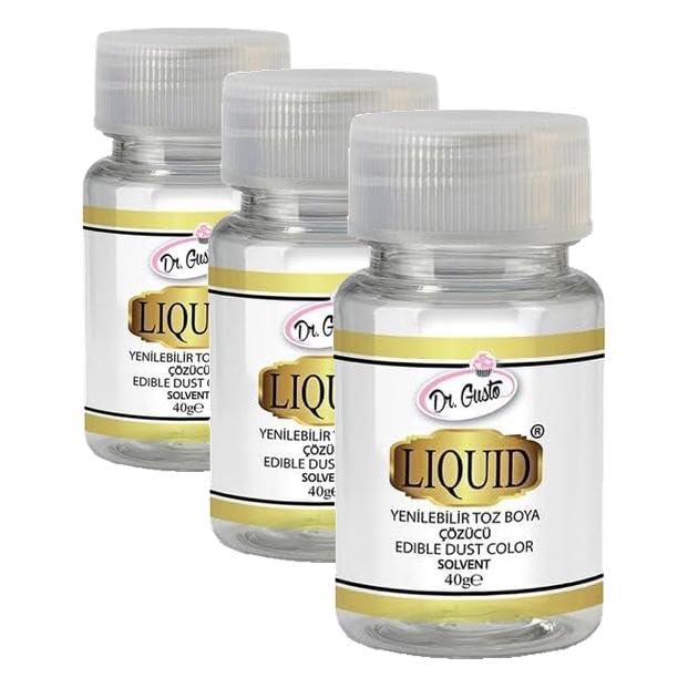 Dr. Gusto Yenilebilir Metalik Toz Gıda Boyası 4GR 4'lü Altın,Gümüş,Bakır, Set 40 GR Likit Açıcı Hediyeli (3 paketi)