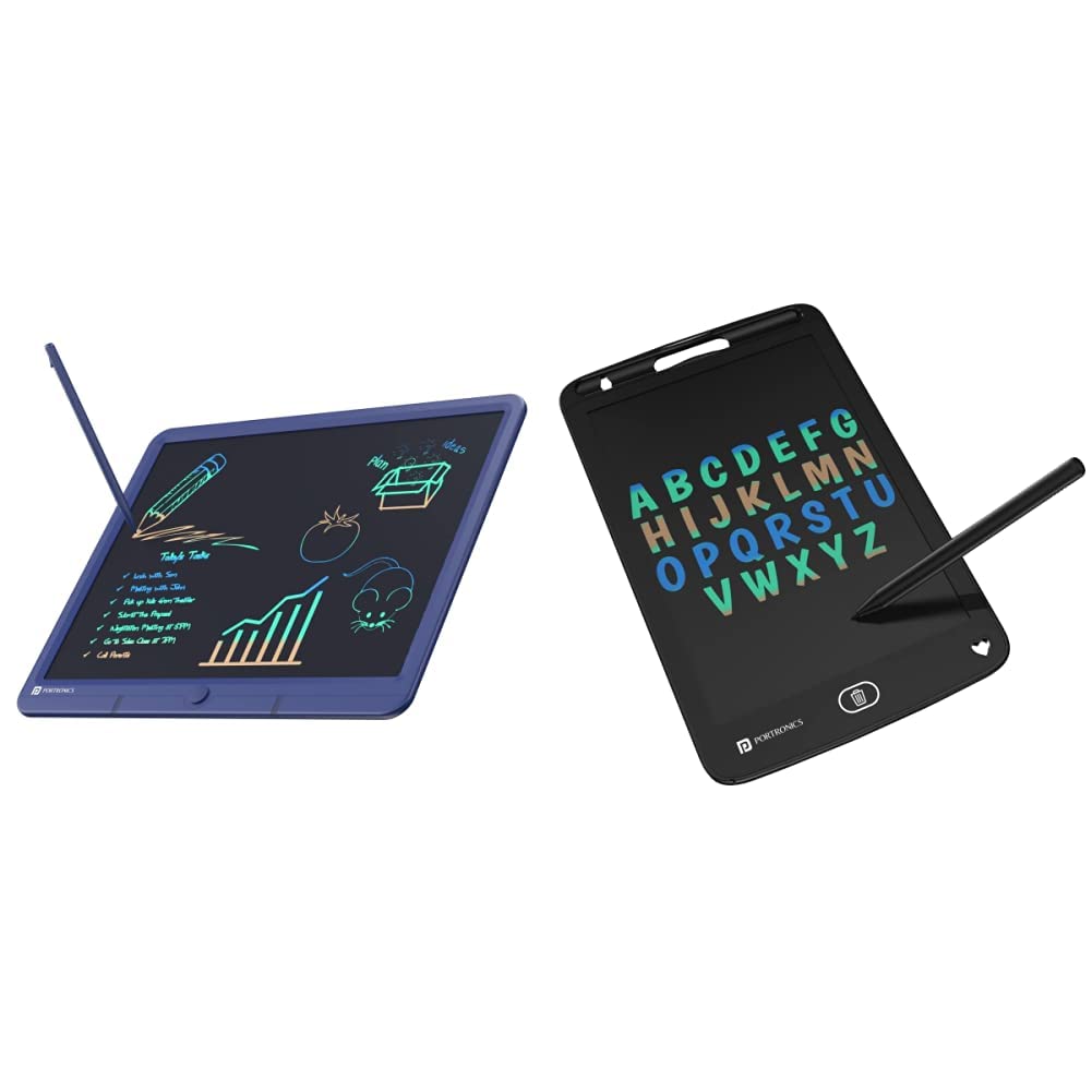 Portronics Ruffpad 15M 15Inch (38.1cm) Re-Writable Multicolor LCD Writing Pad with Smart Lock (Blue) & Portronics Ruffpad 8.5M Multicolor LCD Writing Pad with Screen 21.5cm (8.5-inch)(Black) (B0C3RL44NW) Amazon Price History, Amazon Price Tracker