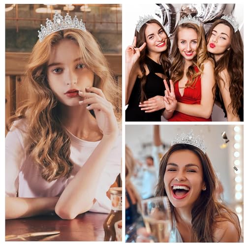 Rghsz CROWN-SILVER-WHITE Birthday Crown Headband Birthday Sash Crowns thumb #6