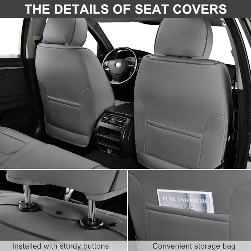 Image of TIEHESYT Car Seat Covers Full Set, Breathable Leather Automotive Front and Rear Seat Covers, Car Seat Protectors Full Set, Compatible with Most Vehicles, SUV (Graceful Gray, Front Pair)
