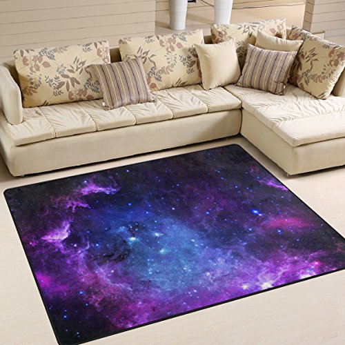 My Little Nest Universe Galaxy Purple Sky Stars Custom Area Rug 4'10' x...