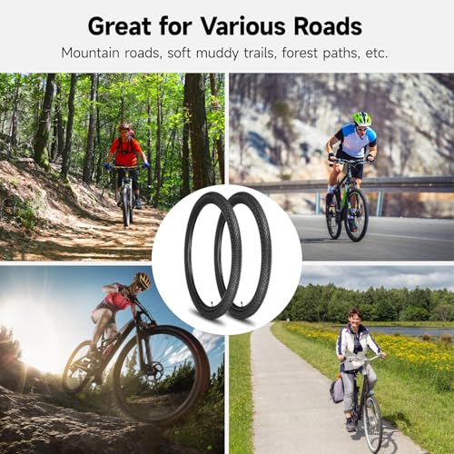 29 x 2.35 Mountain Bike Tire Set, 2 Pack 29 Inch MTB Tires with Tubes and Repair Kit, 29x2.35 Bike Tire Replacement with Levers, Durable All Terrain Cycling Tires for Trail, Road and Off-Road Riding