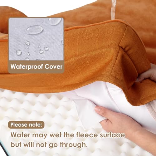 Image of EHEYCIGA Orthopedic Dog Bed for Medium Dogs, Waterproof Memory Foam Medium Dog Beds with Sides, Non-Slip Bottom and Egg-Crate Foam Pet Couch Bed with Washable Removable Cover,Pumpkin Orange