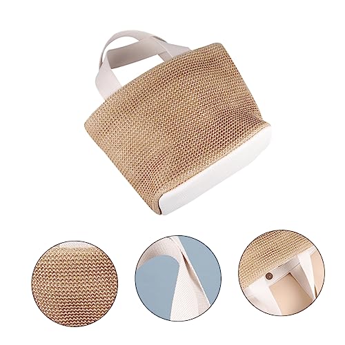 NOLITOY 1pc Woven Bag for Women Vintage Hand-held Storage Basket Beige Beach and Outdoor Tote for Parties Shopping and Daily Use and Chic Design3
