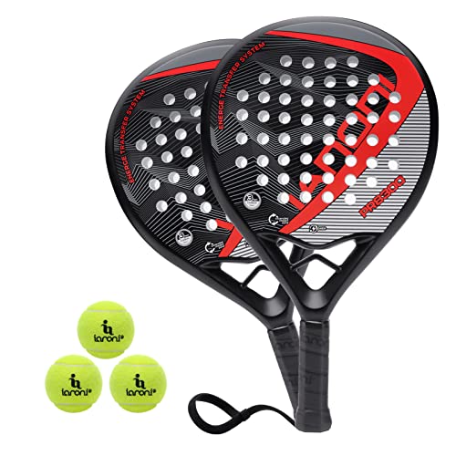 ianoni Paddle Tennis Racket Carbon Fiber Surface with EVA Memory Flex Foam Core POP Padle Racquts (T-PR8300-ORANGE)